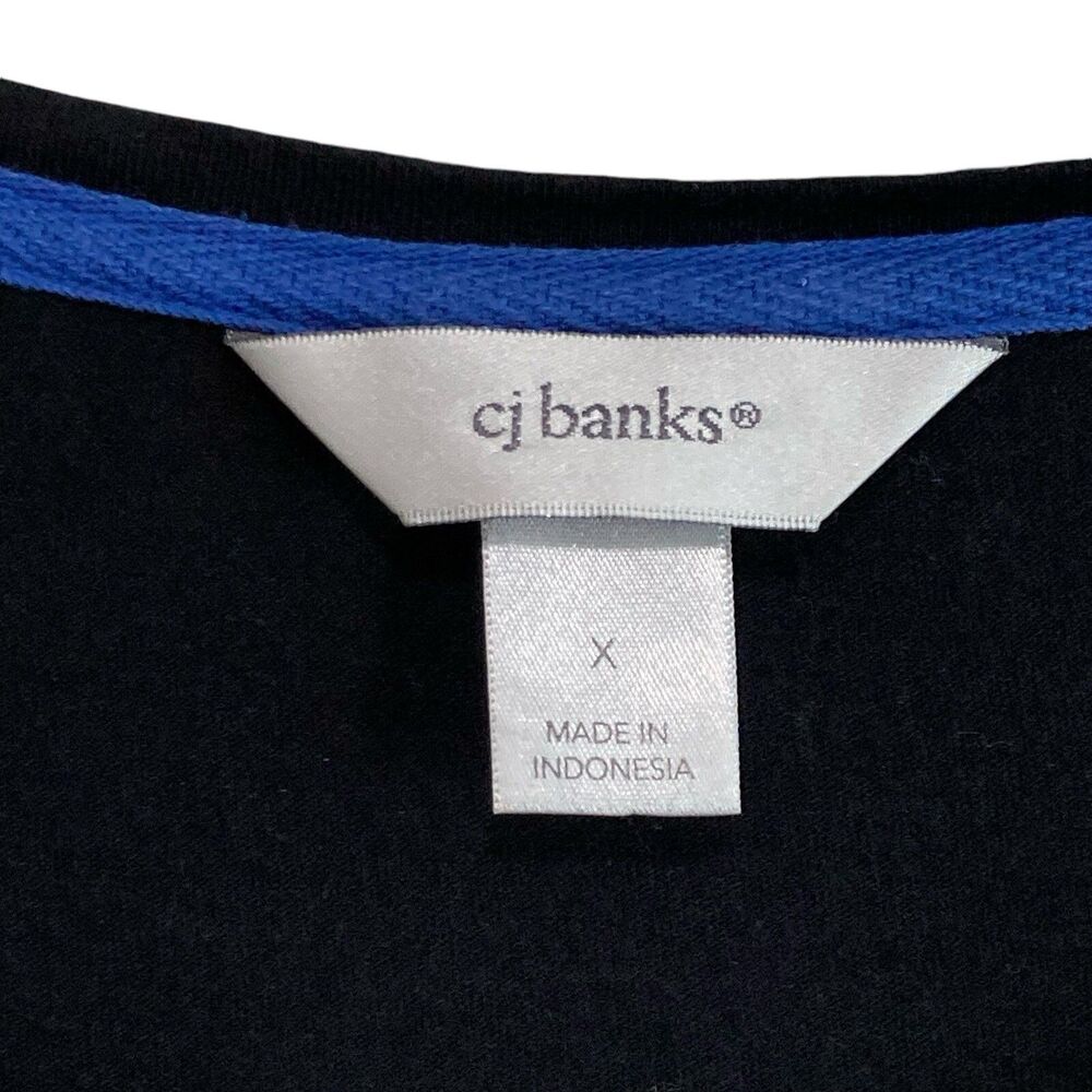 3/$30 CJ Banks T-Shirt Top Womens Size XL Black Blue Silver Long Sleeve Stretchy - Picture 7 of 9